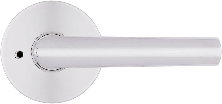 Interior Privacy Door Handle with Lock, Door Lever For Bathroom and Bedroom, Polished Chrome Reversible Keyless Push Button Lock Door Lever