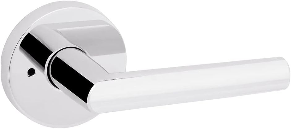 Interior Privacy Door Handle with Lock, Door Lever For Bathroom and Bedroom, Polished Chrome Reversible Keyless Push Button Lock Door Lever