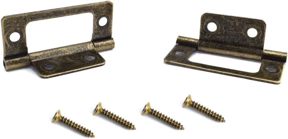 4-Pack Non-Mortise Door Hinges Bifold Butt Cabinet Hinges with Screws for Furniture Windows Cupboard etc. - 2 x 0.9 Inch, Bronze