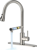 Kitchen Faucet — Upgraded Water-Filtering Kitchen Faucet (with Pull-Down Sprayer), Brushed Nickel Stainless Steel Construction, High-Arc Design