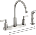 Kitchen Faucet with Sprayer — Brushed Nickel Stainless Steel Kitchen Sink Faucet (Includes Side Sprayer)