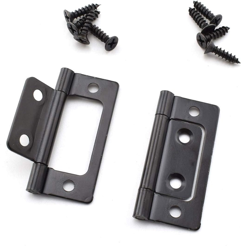 4-Pack Non-Mortise Door Hinges Bifold Butt Cabinet Hinges with Screws for Furniture Windows Cupboard etc. - 2 x 0.9 Inch, Black
