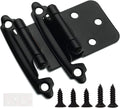 1/2" Overlay Matte Black Cabinet Hinges (10 Pair -20 Pcs) Self Closing Bath & Kitchen Cabinet Hinges Black Flush Mount w/Door Bumpers & Upgraded Screws