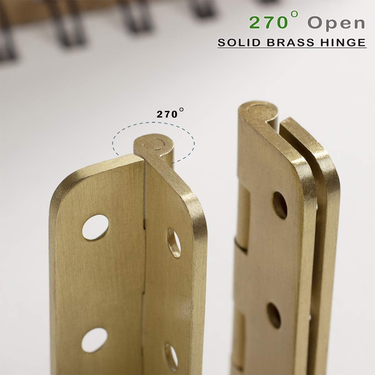 4 PCS Brushed Solid Brass Butt Hinges 2 Inch for Cabinet Doors, Trunks, Wood, Chest Lid, Crafts, Jewelry Box and Small Wooden Boxes, Furnitures, Round Corner Mortise Brass Hinge with Screws