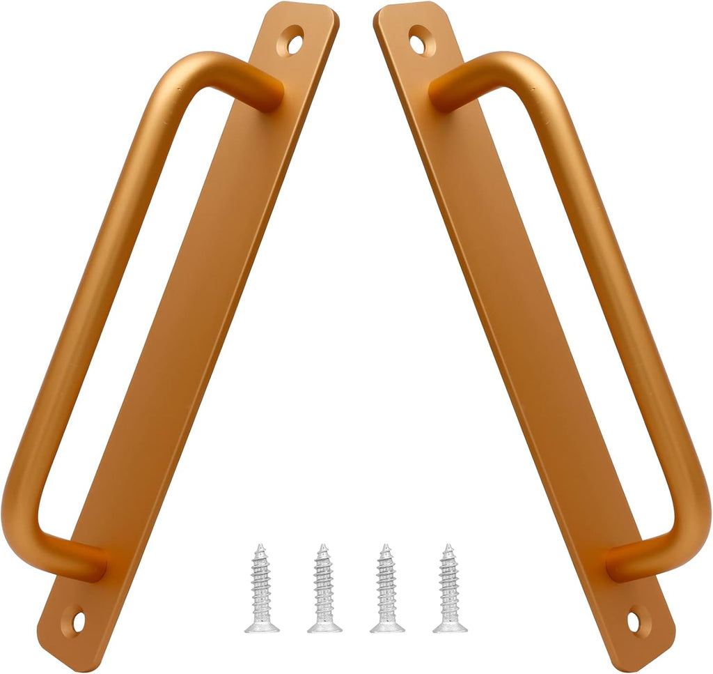 2 Pack Aluminum Alloy Sliding Barn Door Handle, 160mm / 6.3 Inch Hole Center Gate Door Handle, Closet Door Pulls with Plate for Kitchen, Cabinet, Bathroom, Closet, 7.1 Inch Long（Gold）
