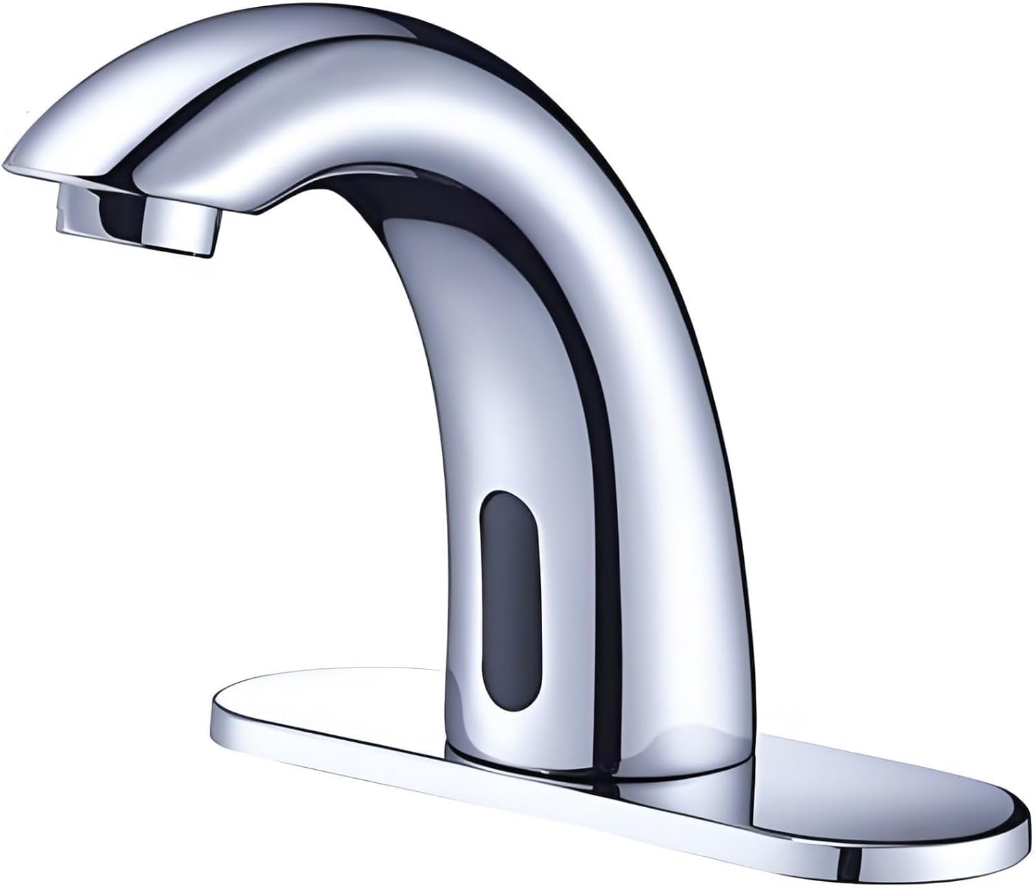 Chrome-Plated Sensor Bathroom Sink Faucet — Automatic Motion-Activated Faucet, Dual Power Supply (110V AC or Battery-Powered), Suitable for Commercial Settings
