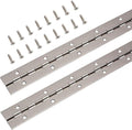 12 Inch Continuous & Piano Hinges, 2Pcs Stainless Steel Continuous Hinge with Holes, Heavy Duty Polished Stainless Piano Hinges for Boats Cabinets Storage Box, 24 Screw Included (Silver)