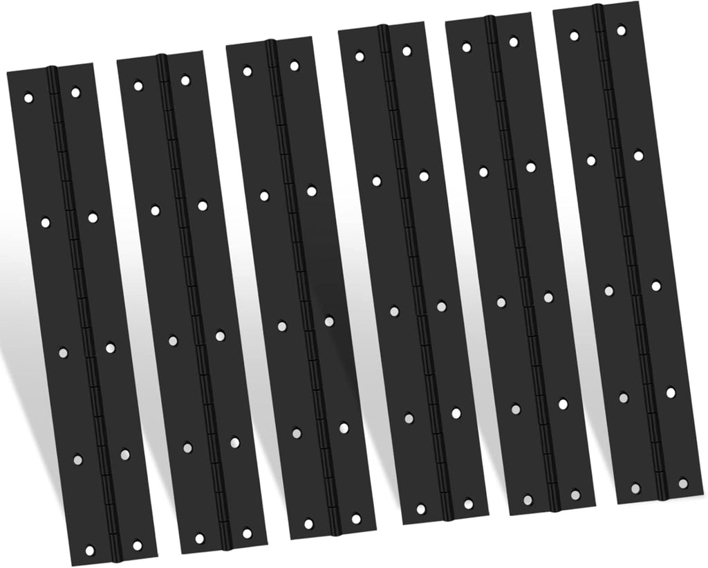 6Inch Black Continuous & Piano Hinge, 6PCS Heavy Duty Stainless Steel 304 Continuous Hinges Piano Boat Hinges, 0.04" Thickness Folding Cabinet Door Butt Hinge