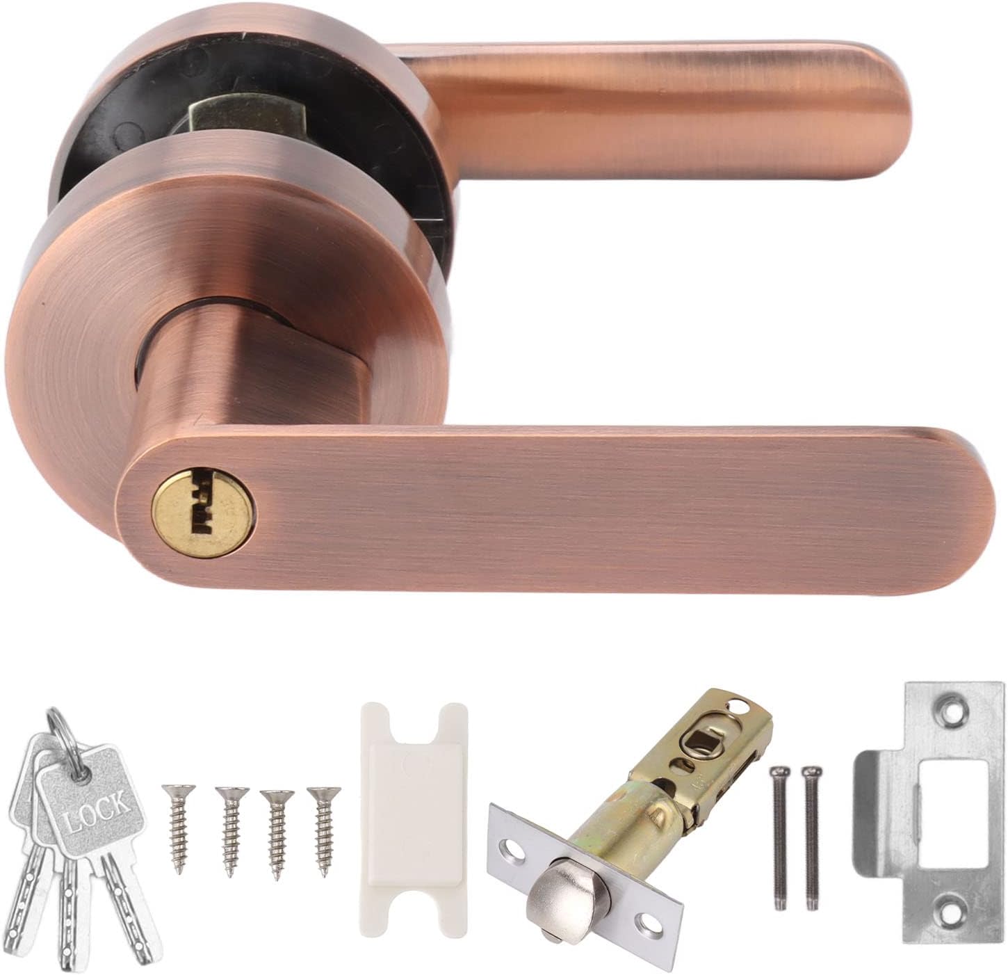 Aluminum Alloy Door Entry Lever Lock, Sturdy Bedroom Door Handles Comfortable Grip Door Lock with Copper Lock Core Mechanism