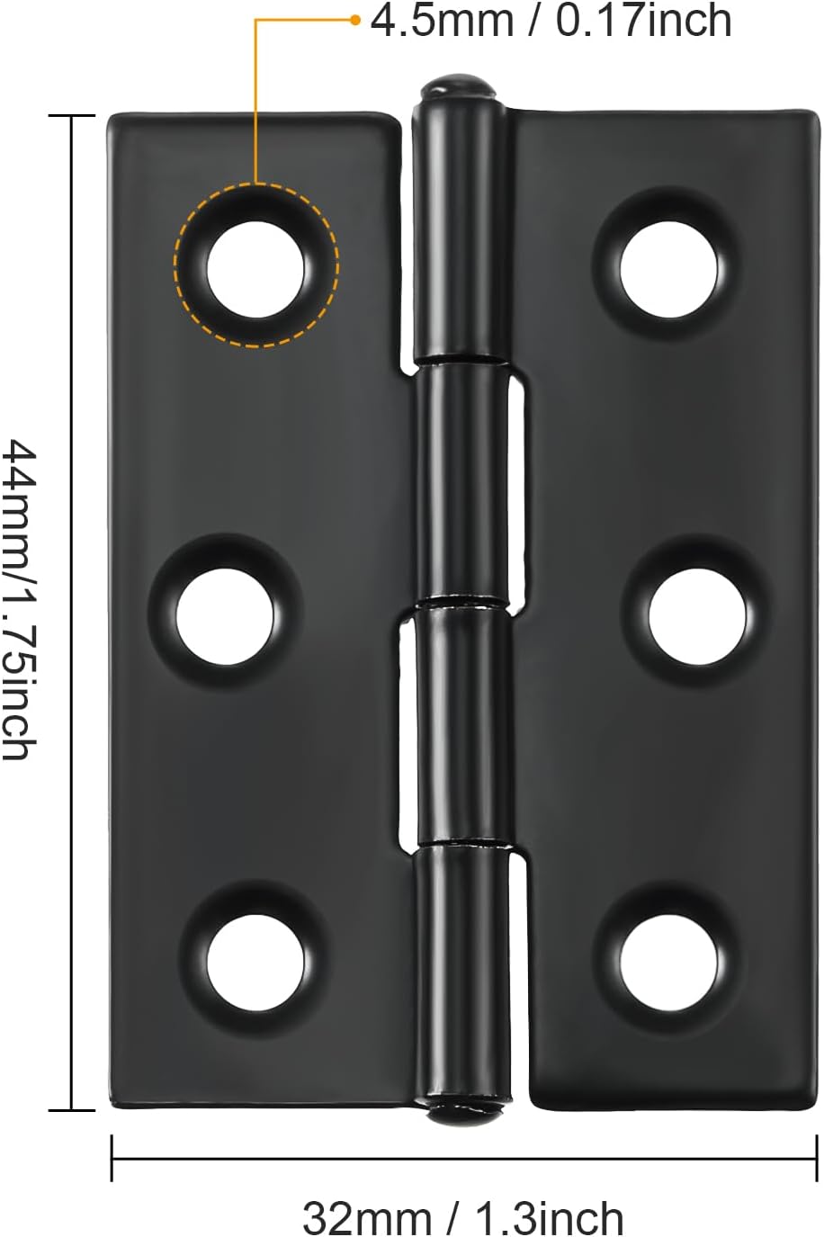 16 Pieces Small Door Hinges Stainless Steel Folding Butt Hinges Home Furniture Hardware Piano Cabinet Door Hinge with 96 Pieces Stainless Steel Screws (Black, 1.75 Inch)