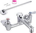 Faucet (8-Inch Centers) | Heavy-Duty Wall-Mounted Utility Faucet (with Vacuum Breaker & 3/4-Inch Hose Threads) | Industrial-Grade Outdoor/Laundry/Utility Sink Faucet (Hot & Cold) | Solid Brass Construction