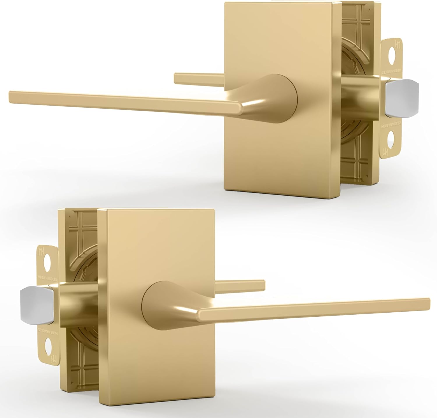 Passage Door Handle - 1 Pack Reversible Gold Door Handle, Heavy Duty No Lock Door Handles Interior for Closet & Hallway, Fits All Standard Door Sizes - Satin Brass