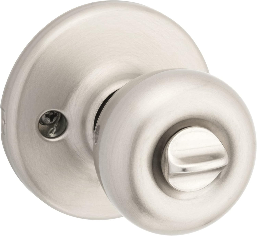 Entry Door Knob with Lock and Key, Secure Keyed Handle Exterior, Front Entrance and Bedroom, Satin Nickel, Pick Resistant  Rekey Security and