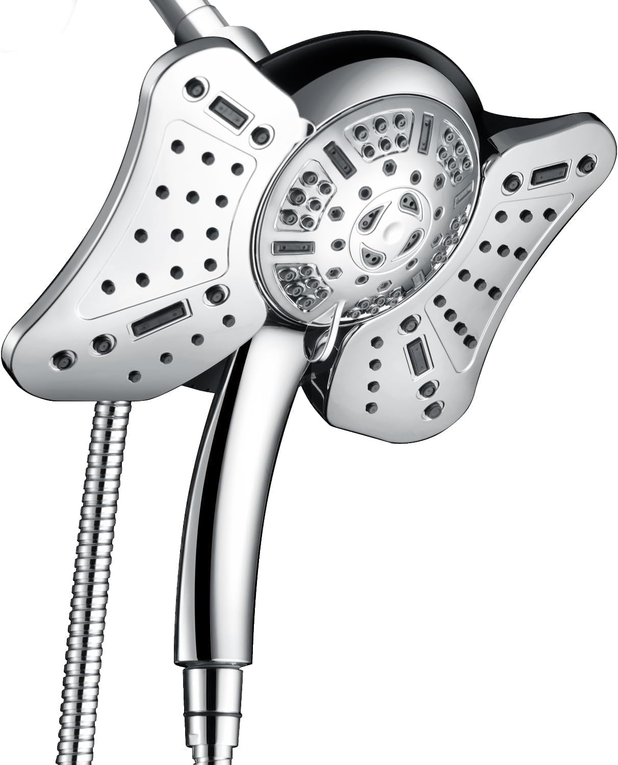 Shower Head Combo: 2-in-1 Design Featuring a High-Pressure Rainfall Head and a Handheld Spray; 9 Spray Modes/Settings, Detachable Head, Includes a 60-Inch Hose