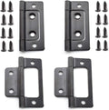 4-Pack Non-Mortise Door Hinges Bifold Butt Cabinet Hinges with Screws for Furniture Windows Cupboard etc. - 2 x 0.9 Inch, Black