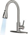 Kitchen Pull-Down Faucet — High-Arc Stainless Steel Single-Handle Sink Faucet (Supports 1- or 3-Hole Installation); Brushed Nickel Finish; Suitable for Farmhouses, Laundry Rooms, Campers, RVs, and Bar Sinks