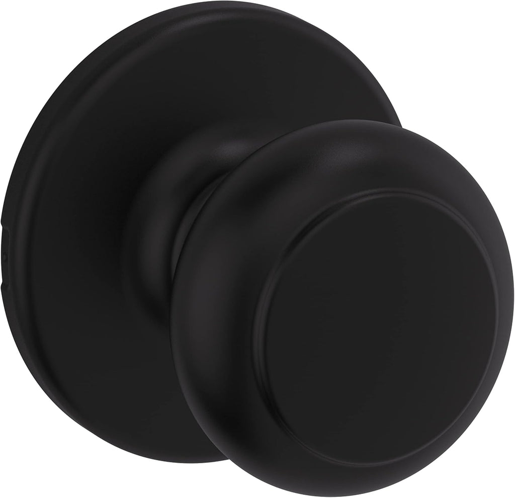Cove Interior Passage Door Knob, Handle For Closet and Hallway Doors, Non-Locking Doorknob, Matte Black