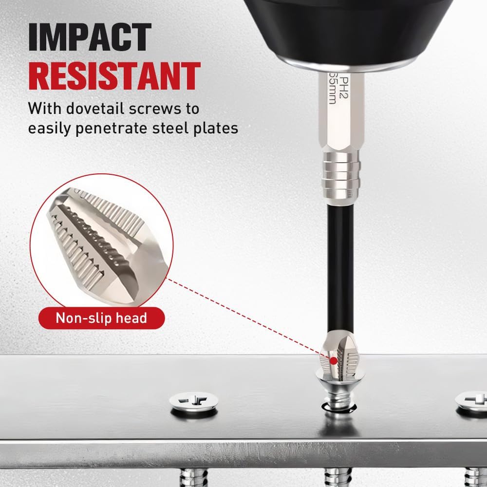 High Magnetic Screwdriver Drill Bit Set, 2025 New Anti Slip Magnetic Electric Screwdriver Set Alloy Steel for Impact Driver, Upgrade Strong Magnetic Durability Screwdriver Drill Bit Set (6)
