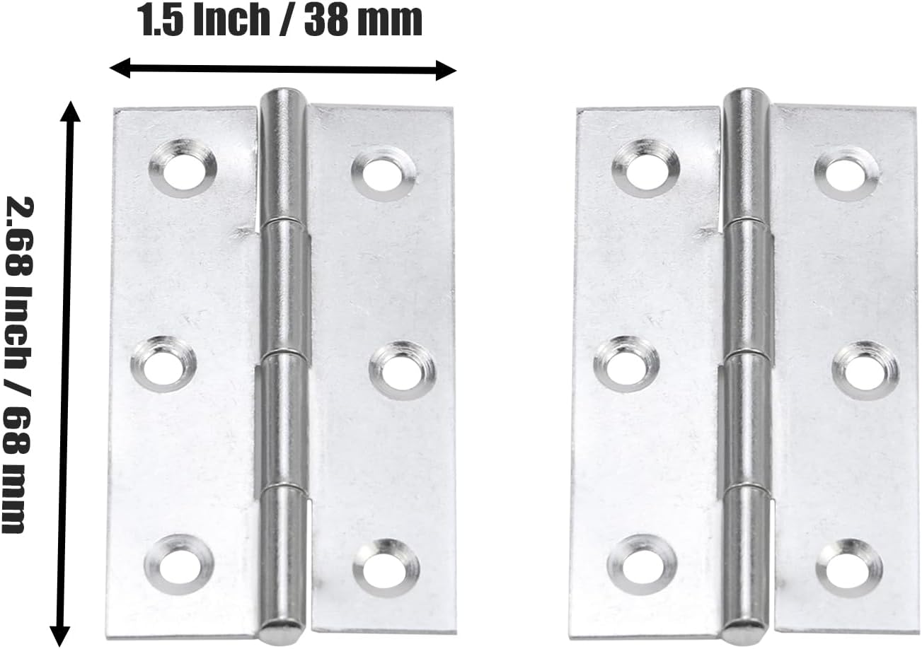 Hinges Dwinging Door Hinge Silver Hinges,Flat Small Door Hinge Folding Stainless Steel 3 Inch Hinge Pack of 12