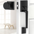 Matte Black Front Door Handle Set, Entry Handleset Exterior with Interior Reversible Door Knob, Non-Locking