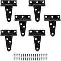 6Pack 2 Inch Black T-Strap Shed Hinge,Barn Door Hinges Heavy Duty Gate Strap Hinge T Hinges for Barn Door, Shed or Wooden Fences