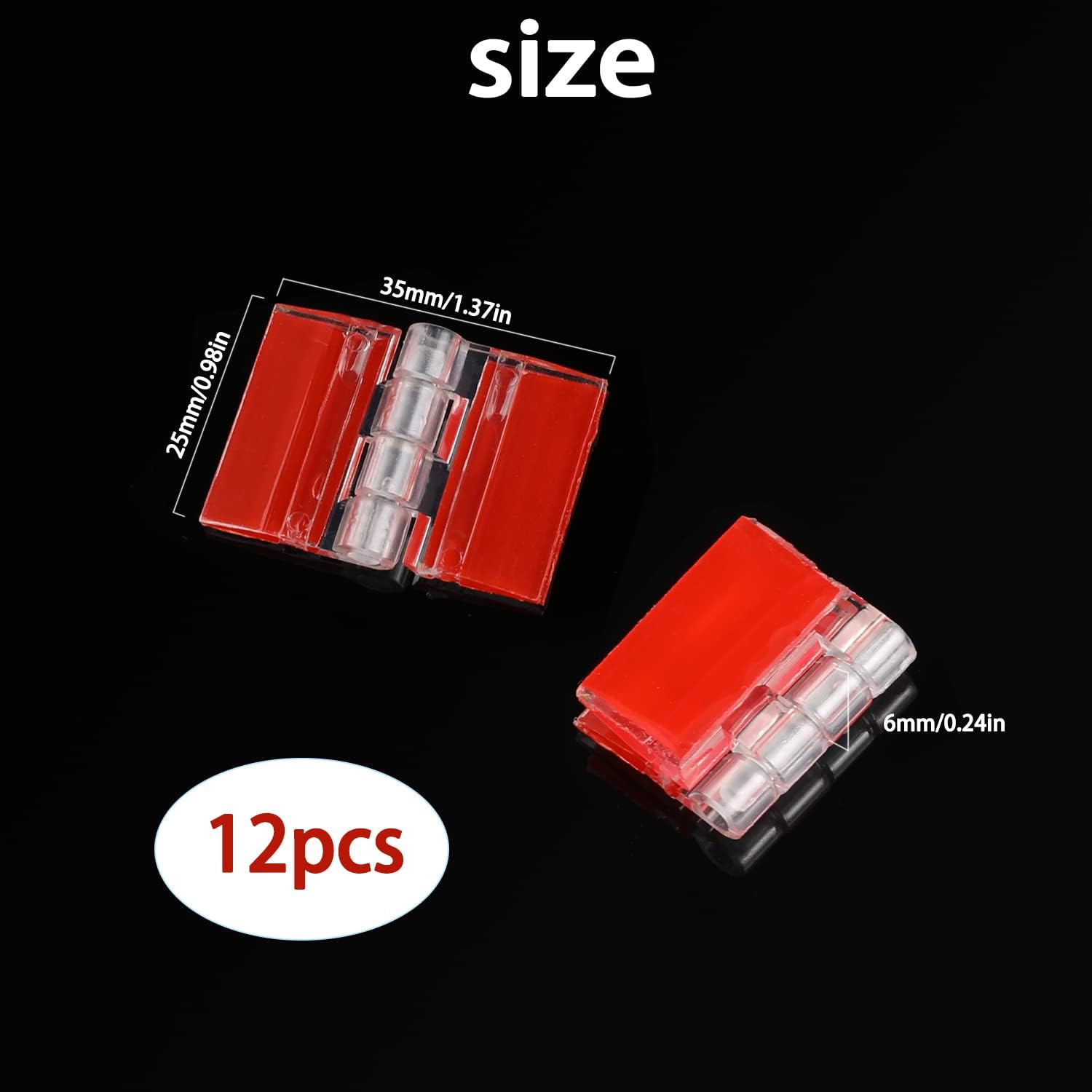 12 Pcs Acrylic Hinges Self Adhesive Clear Small Hinges Plastic Transparent Continuous Piano Hinge Folding Hinge Tools for Cabinet Drawer Furniture DIY Display Stand 35x25 mm
