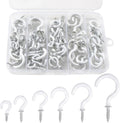90 Pcs White Ceiling Hooks kit, 6 Sizes Vinyl Coated Screw-in Plant, Kitchen, Cup, Ceiling Hooks for Hanging (1/2in, 5/8in,3/4in,7/8in,1'',1-1/4in)
