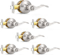 Privacy Door Levers Wave Style Handles Keyless Lock Bed Bath Door Lockset, Satin Nickel 6 Pack