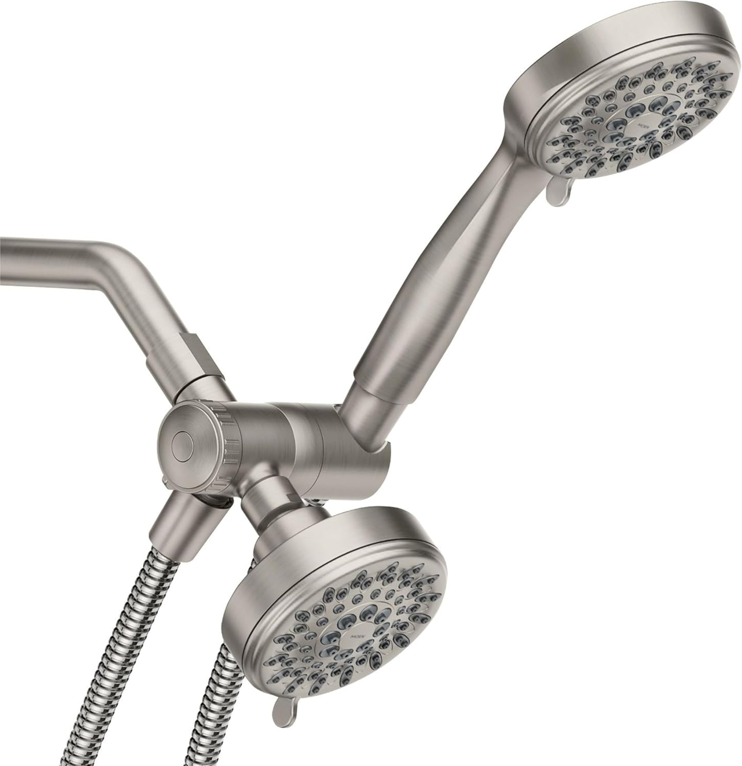 5-Function Shower Head | Brushed Nickel Finish, 3-3/4-Inch Diameter | Includes Both a Fixed Shower Head and a Handheld Spray Component