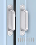 5.7 Inch Sliding Barn Door Handle - Aluminum Hardware Cabinet Pull Handles for Drawer, Closet, Shower/Glass/Shed/Kitchen/Garage Gate Doors with Screws (2, Silver)