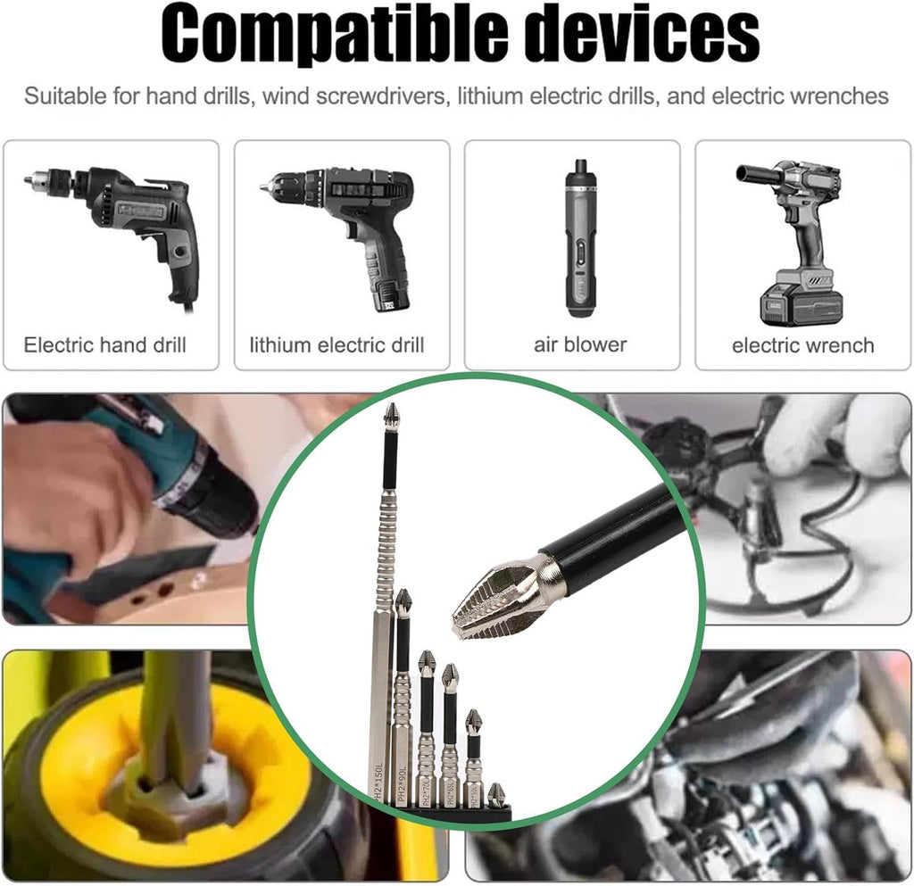 High Magnetic Screwdriver Drill Bits Set, Hexagonal Shank Anti Slip, Electric Screwdriver Set, Suitable For Power And Hand Tools,6-Piece Alloy Steel Anti-Slip Drill Bits,Phillips Screwdriver Bits