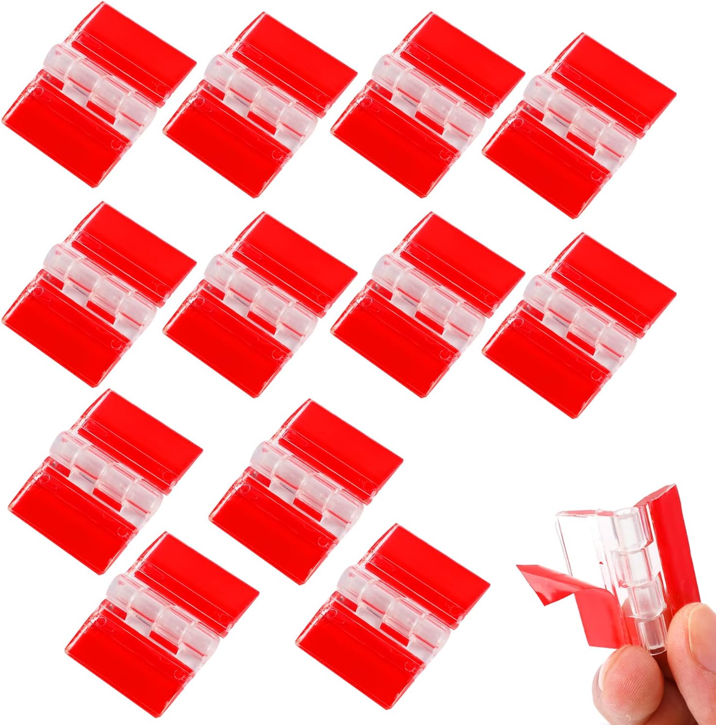 12 Pcs Acrylic Hinges Self Adhesive Clear Small Hinges Plastic Transparent Continuous Piano Hinge Folding Hinge Tools for Cabinet Drawer Furniture DIY Display Stand 35x25 mm