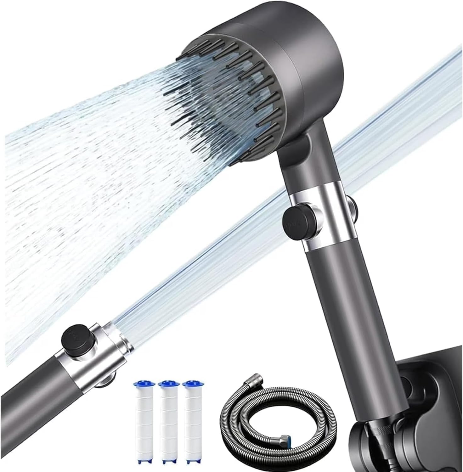Filtered Shower Head (with Handheld Spray): High-Pressure with 3 Spray Modes; Built-in Filtration System Engineered for Hard Water—Upgraded Clog-Resistant Nozzles |