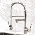 Modern-Style Kitchen Sink Faucet | Single-Handle Stainless Steel Kitchen Faucet (with Pull-Down Sprayer), Brushed Nickel Finish