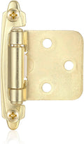 4 Pack (2 Pair) Gold (Brass) Self Closing Cabinet Hinges for Kitchen Cabinet Door, 1/2" Overlay (Variable) Semi Concealed Kitchen Cabinet Hinges