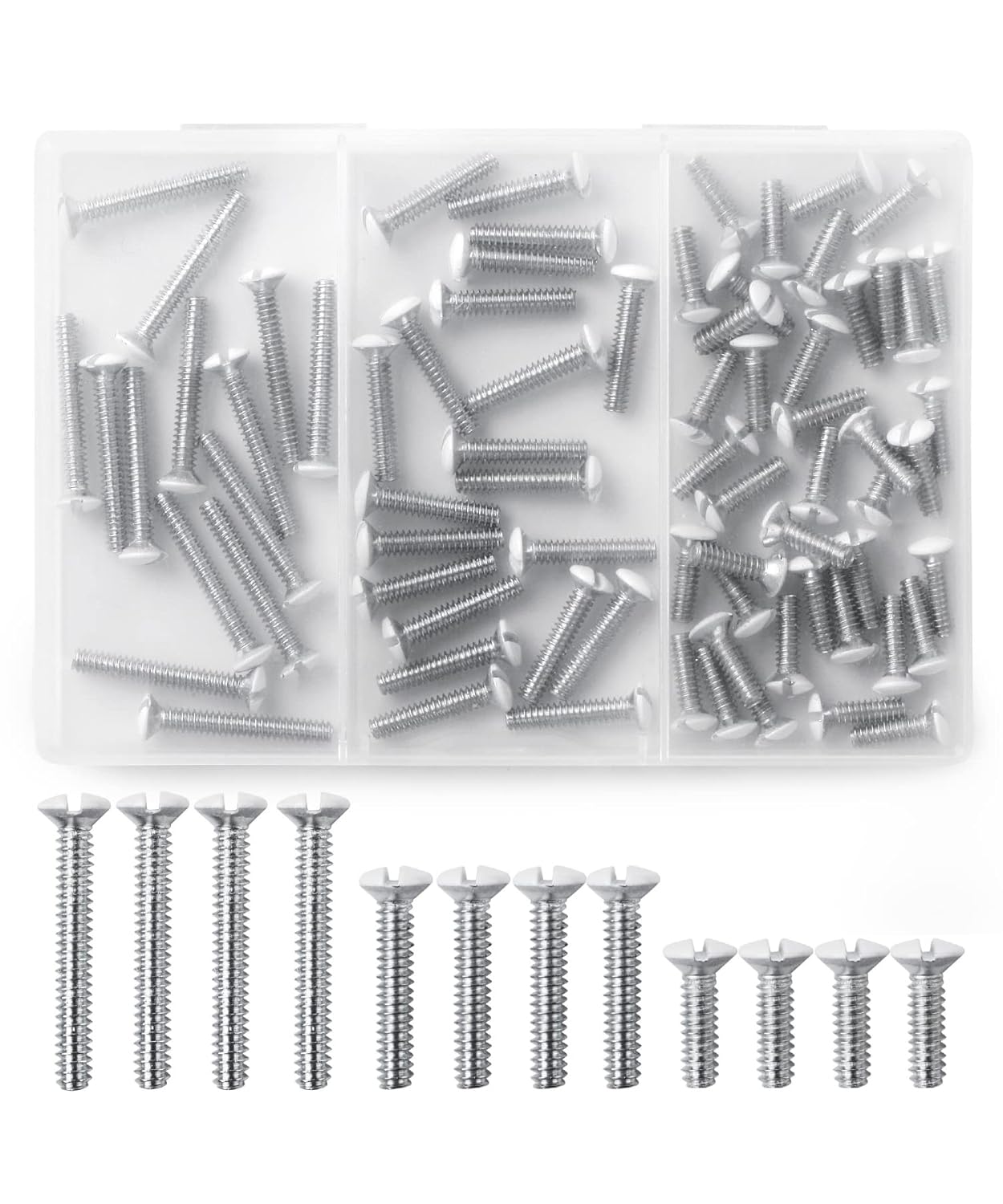 Wall Plate Screws, 75 Pack Assorted Size, Outlet Screws, Wall Plate Screws Silver, Outlet Cover Screws Silver, Long Electrical Outlet Screws, Electrical Screw, Outlet plate Screw