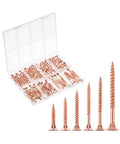 Wood Screws Assortment Kit, 152 pcs, 6 Sizes, Rose Gold Wood Screws Phillips Tips, Assorted Screws, Screw Assortment, Screw Set Assortment, Assorted Wood Screws Set, Flat Head Screws