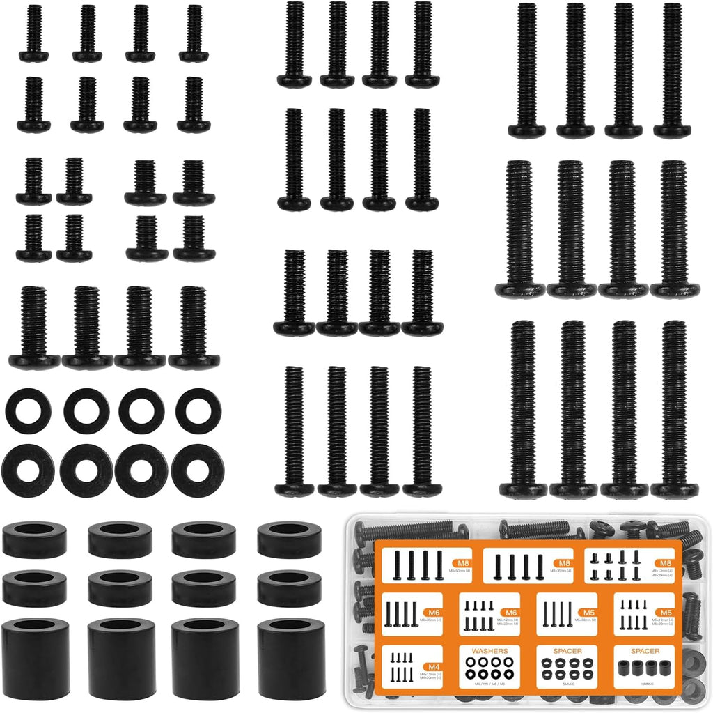 Universal TV Mounting Hardware Screw Kit Set with Box - M4 M5 M6 M8 Screws and Washers Spacers, Replacement Screws for TV  Mounting, Fits Most TV/Monitor up to 80 inch