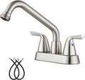 Utility Faucet (4-Inch Center-Set) — Multi-Functional Sink Faucet with Swivel Spout and 3/4-Inch NPT Threaded Inlet; Dual-Handle Design, Suitable for Laundry Rooms or Utility Rooms (Brushed Nickel Finish)