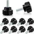 4 x 10 mm Carbon Steel Threaded Knurled Thumbscrew Screw on Knobs Grips Black Round Clamping Screw, Black (10)