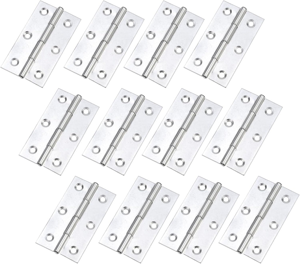 Hinges Dwinging Door Hinge Silver Hinges,Flat Small Door Hinge Folding Stainless Steel 3 Inch Hinge Pack of 12