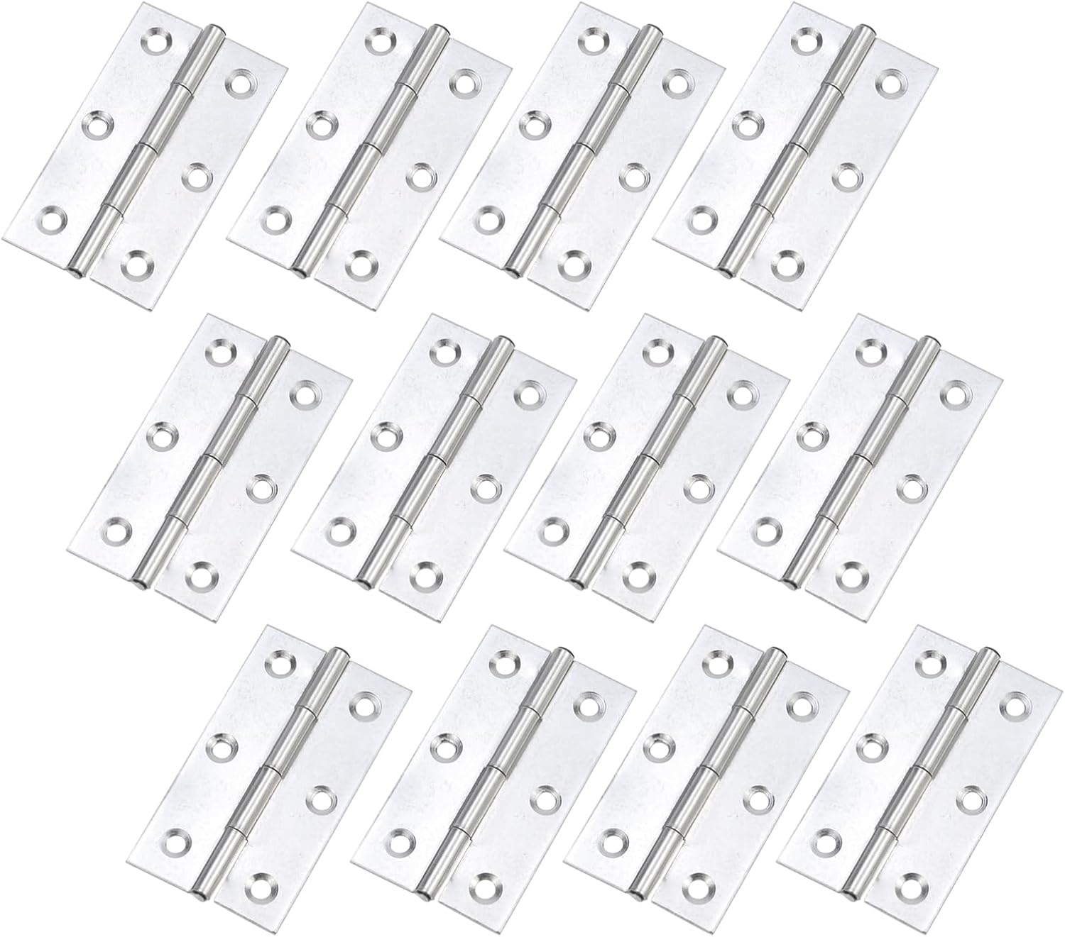 Hinges Dwinging Door Hinge Silver Hinges,Flat Small Door Hinge Folding Stainless Steel 3 Inch Hinge Pack of 12