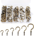 90 Pcs Ceiling Hooks kit, 6 Sizes Screw-in Ceiling Hooks, Plant Hooks Kitchen Hooks Cup Hooks Ceiling Hooks for Hanging (1/2", 5/8",3/4",7/8",1'',1-1/4") (Bronze)