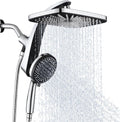 High-Pressure Rain Showerhead — Upgraded Shower Combo Set, Includes Fixed Overhead Head and 10-Spray-Mode Handheld Shower, Detachable Handheld Unit with Built-in Magnetic Docking and Power Jet Function