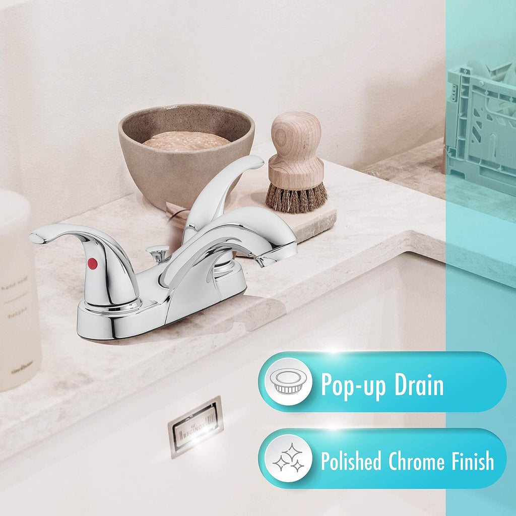 Double-Handle Bathroom Sink Faucet, Polished Chrome Finish