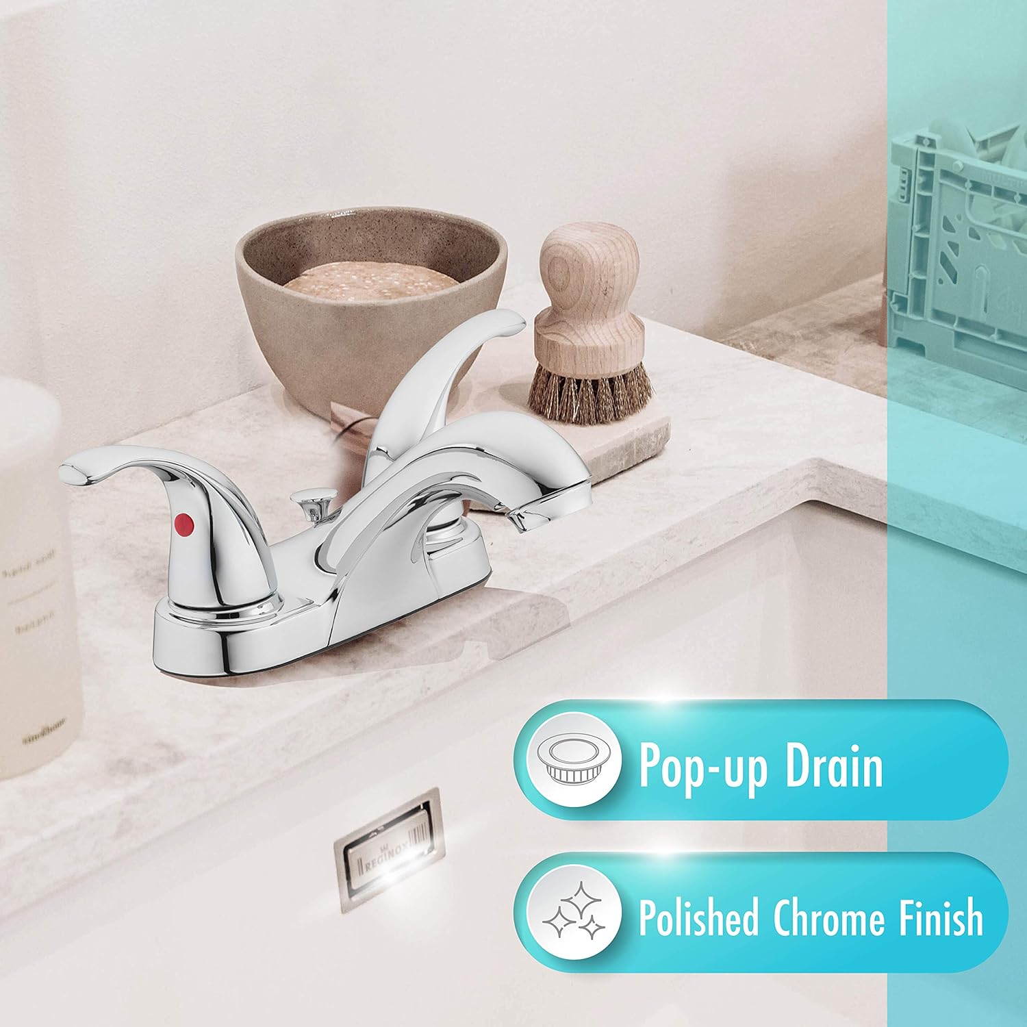 Double-Handle Bathroom Sink Faucet, Polished Chrome Finish