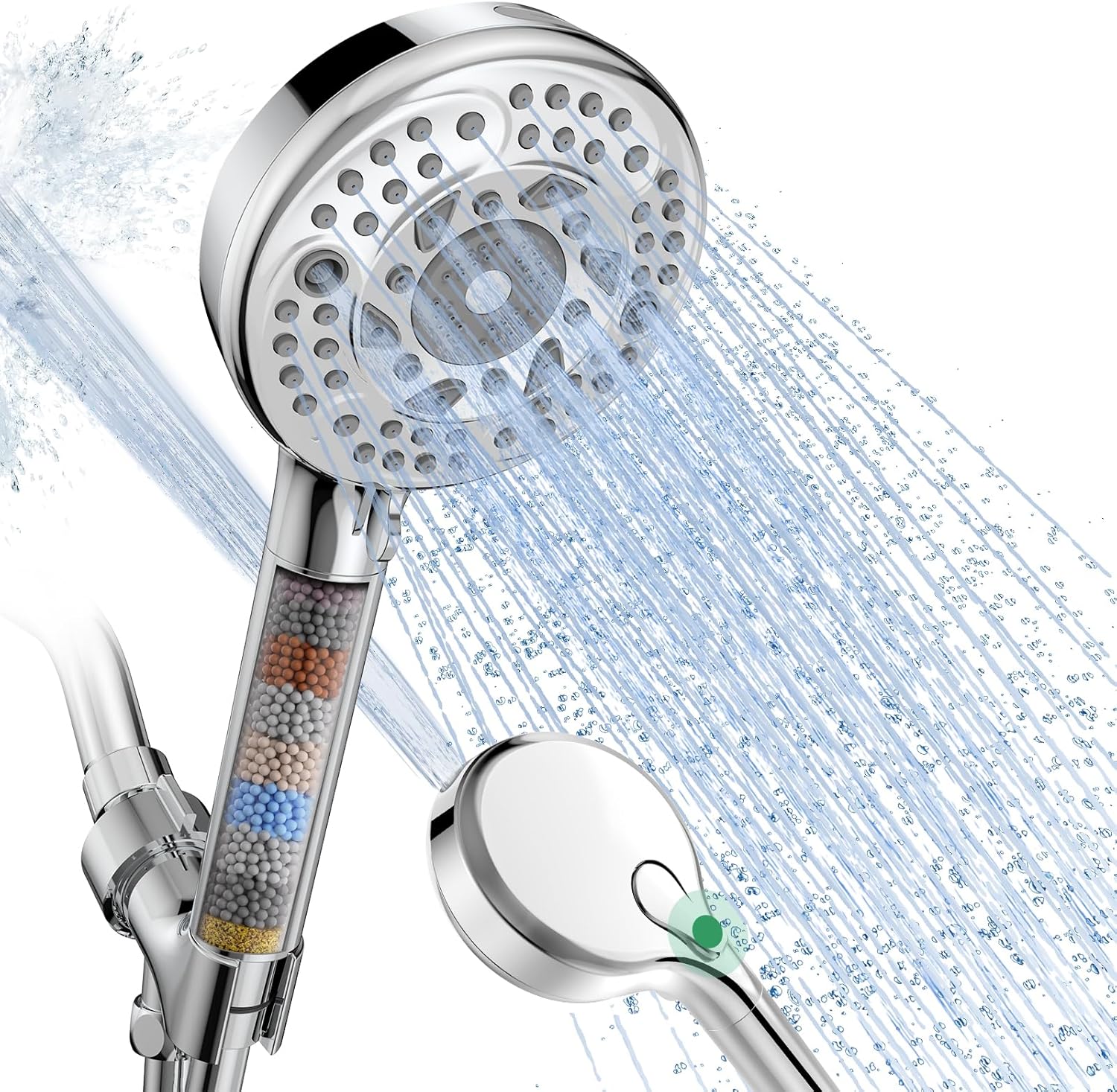 Filtered Shower Head (with Handheld Spray): 9 Spray Settings, Detachable Design; Specifically Engineered for Hard Water—Effectively Filters Residual Chlorine to Improve Skin and Hair Health (Chrome Finish)