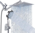 Showerhead — Rain Shower and Handheld Spray Combo, 10-Inch Adjustable High-Pressure Rain Showerhead, Dual Shower Set Includes Extension Arm and 60-Inch Shower Hose (Silver)