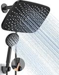 11.8-Inch Rain Showerhead (with Handheld) — High-Pressure Dual Shower Combo, Handheld Unit Features 5 Spray Modes, Wide-Coverage Rain Showerhead with Hose, Bathroom Fixture, Matte Black