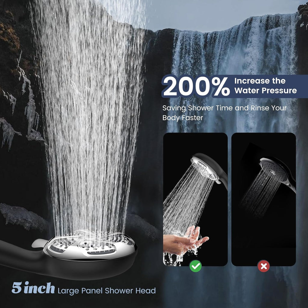 Filtered Shower System (with Handheld Shower) — High-pressure, 7-spray mode design. Specifically engineered for hard water, it effectively removes residual chlorine and helps alleviate dry, itchy skin.